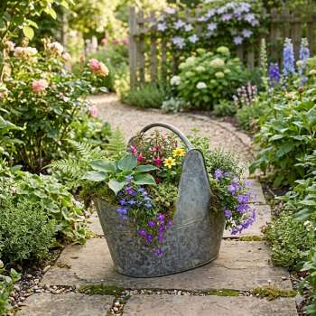 Vintage Metalleimer/ Pflanzeimer im rustikalen Landhausstil – vielseitig & dekorativ