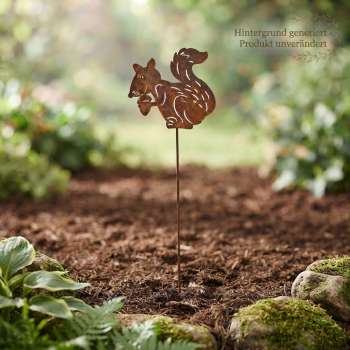 Gartenstecker Eichhörnchen – dekorativer Metallstecker für Garten, Beet & Blumentopf