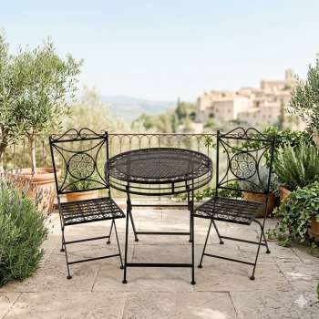 Hervorragendes Tischset Santos aus Metall klappbar 3-tlg. - Gartenmöbel Sitzgarnitur