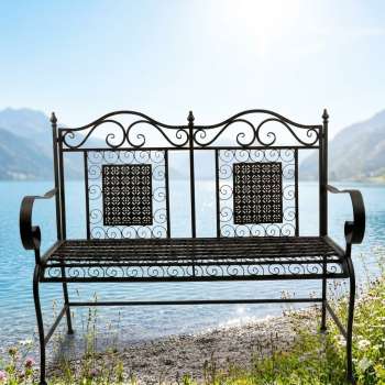 Hochwertige Gartenbank Santos aus Metall - Gartenmöbel Sitzgarnitur