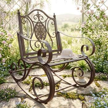 Romantischer Schaukelstuhl aus Metall - Gartenmöbel Sitzgarnitur