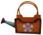 Preview: Goldige Pflanztasche Blümchen ca. 22 cm - Gartendekoration
