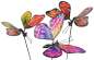 Preview: 3er Set Farbenfrohe Gartenstecker Schmetterlinge Achat ca. 55 cm - Gartendekoration
