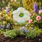 Preview: Zauberhafter Gartenstecker Glasblume weiß mit blauem Rand ca. 120 cm - Gartendekoration