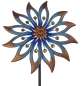 Preview: Dekoratives Windrad 6519 „Blüte“ in Blau & Kupfer – stilvoller Blickfang für Ihren Garten