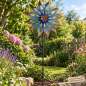 Preview: Dekoratives Windrad 6519 „Blüte“ in Blau & Kupfer – stilvoller Blickfang für Ihren Garten