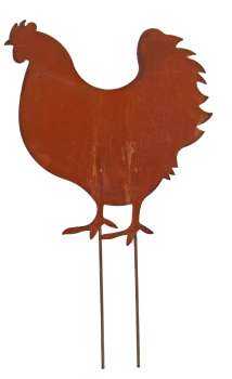 Preview: Rost-Deko Gartenstecker „Hahn & Henne“ – Landhaus-Charme für Ihren Garten