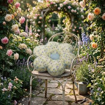 Bezaubernde Stuhlauflage Blume blau ca. Ø 42 cm – Sitzpolster