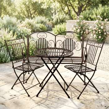 Glänzende Sitzgarnitur Culta aus Metall klappbar 4-tlg. - Gartenmöbel Sitzgarnitur