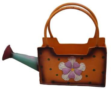 Goldige Pflanztasche Blümchen ca. 22 cm - Gartendekoration