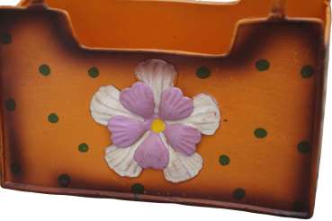 Goldige Pflanztasche Blümchen ca. 22 cm - Gartendekoration