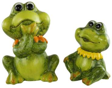 2er Set Hübscher Frosch mit Kragen orange - Dekofigur