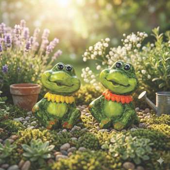 Bringen Sie Leben in Ihr Zuhause: Das charmante Frosch-Duo mit Kragen
