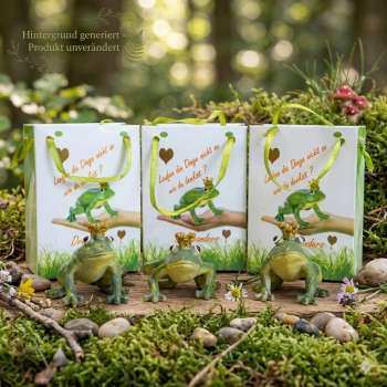 3er Set Niedlicher Froschkönig in Geschenktasche ca. 3,5 cm - Dekofigur