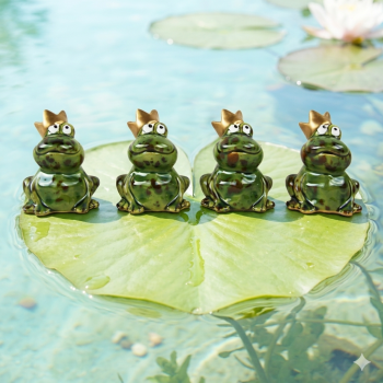 Charmantes 4er Set Froschkönig - Höhe ca. 6,9 cm