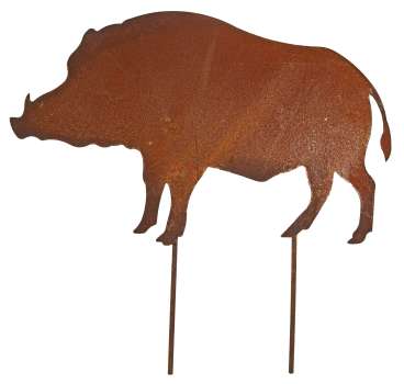 Beetstecker Wildschwein in Rostoptik – dekorativer Blickfang für Garten & Beete