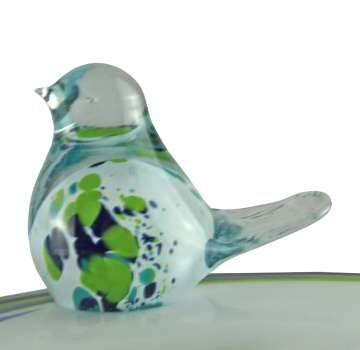 Zauberhafte handgefertigte Vogeltränke aus Glas weiß ca. 130 cm - Gartendekoration