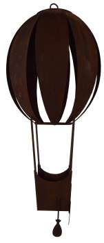 Preview: Dekorativer Heißluftballon in Rostoptik mit Pflanzkorb