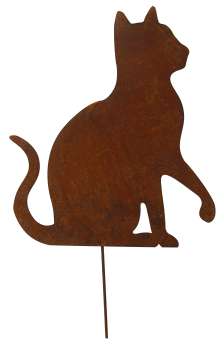 Preview: Beetstecker Katze – sitzend mit erhobener Pfote, Rostoptik