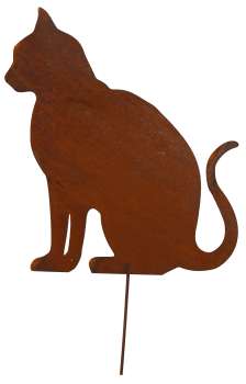 Preview: Beetstecker Katze – sitzend, in Rostoptik