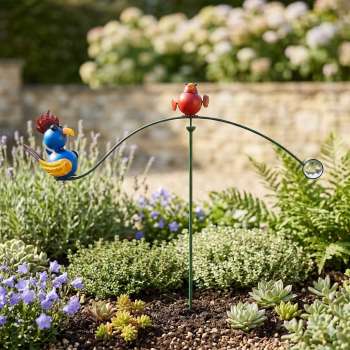 Faszinierendes Windspiel Hahn und Vogel ca. 138 cm - Gartendekoration