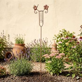 Schöner Regenmesser Blume und Gießkanne ca. 120 cm - Gartendekoration