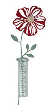 Preview: Dekorativer Regenmesser „Rote Blume“ – Ein farbenfroher Blickfang für Ihren Garten
