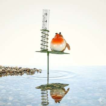 Wunderschöner Regenmesser Rotkehlchen - Höhe ca. 85 cm