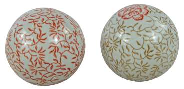 Preview: Trendige Design-Kugeln Blütenhauch im floralen Abstract-Look - 4 tlg. - Durchmesser ca. 10 cm
