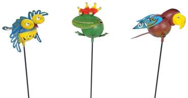 3er Set Bunte Gartenstecker fliegende Tiere klein ca. 70 cm - Gartendekoration