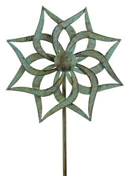 Charmantes Windrad mit antik grünem Rotor ca. 132 cm - Gartendekoration