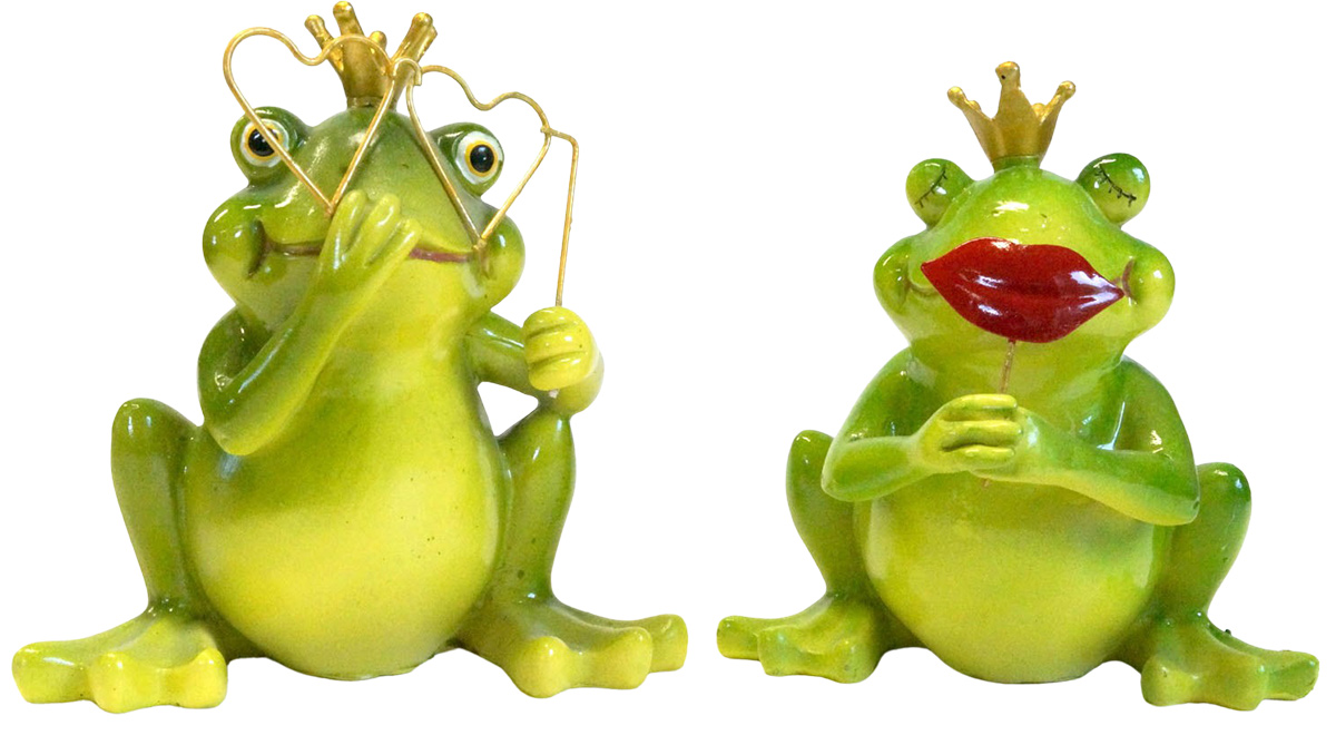 Gartenursel Ursula Böhner - 2er Set Lustiger Frosch mit Kussmund oder Brille groß ca. 15 cm