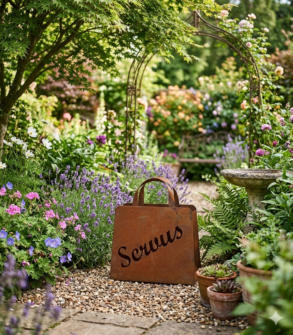 Gartenursel Ursula Böhner - Originelle Metalltasche Servus ca. 36 cm