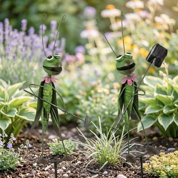 2 er Set Toller Gartenstecker Grashüpfer Flippi ca. 112 cm - Gartendekoration