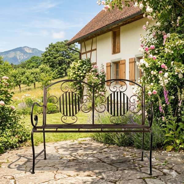 Wundervolle Gartenbank Culta aus Metall - Gartenmöbel Sitzgarnitur