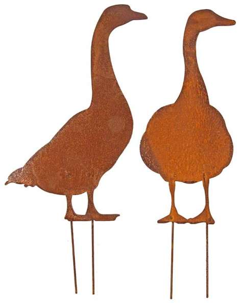 Metall-Gänse im Rostlook – Charmante Gartenstecker für Frühling & Sommer