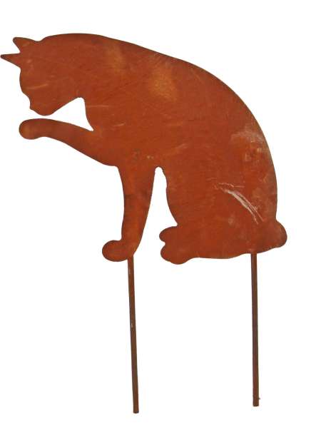 Metall-Gartenstecker „Katze“ im Rostlook – stilvolle Deko für Garten & Blumentopf