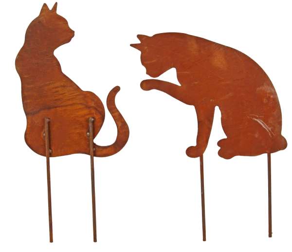 Metall-Gartenstecker „Katze“ im Rostlook – stilvolle Deko für Garten & Blumentopf