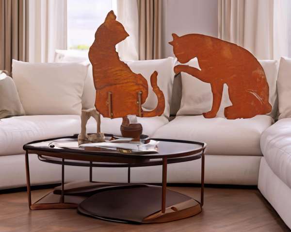 Metall-Gartenstecker „Katze“ im Rostlook – stilvolle Deko für Garten & Blumentopf