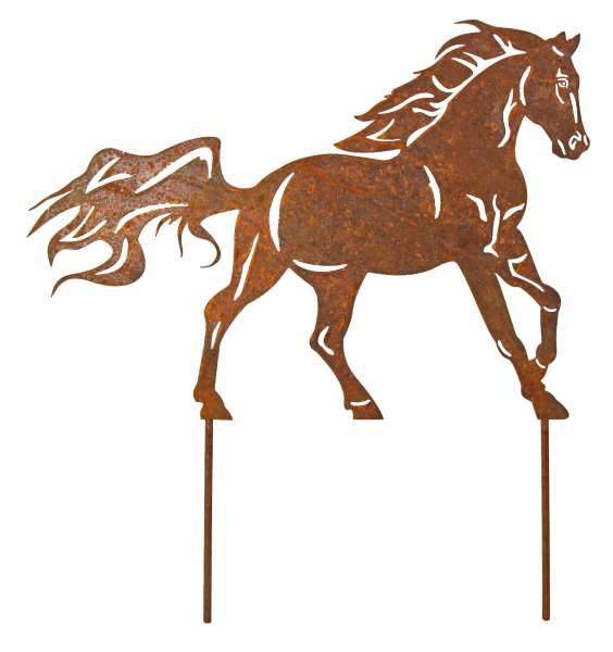 Rustikaler Beetstecker Pferd – Elegante Gartendekoration aus Metall