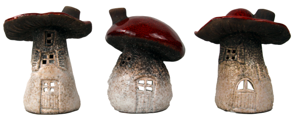3er Set Keramik Pilz Windlichter – Handgemachte Teelichthalter & Märchenhafte Gartendeko