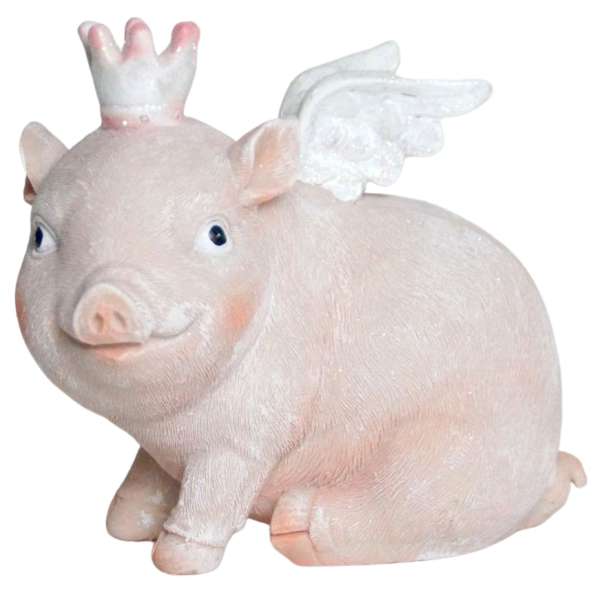 2er Set  Lustige Schweine mit Flügel groß ca. 14 cm - Dekofigur