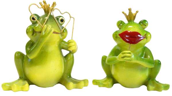 2er Set Lustiger Frosch mit Kussmund oder Brille klein ca. 9 cm - Dekofigur