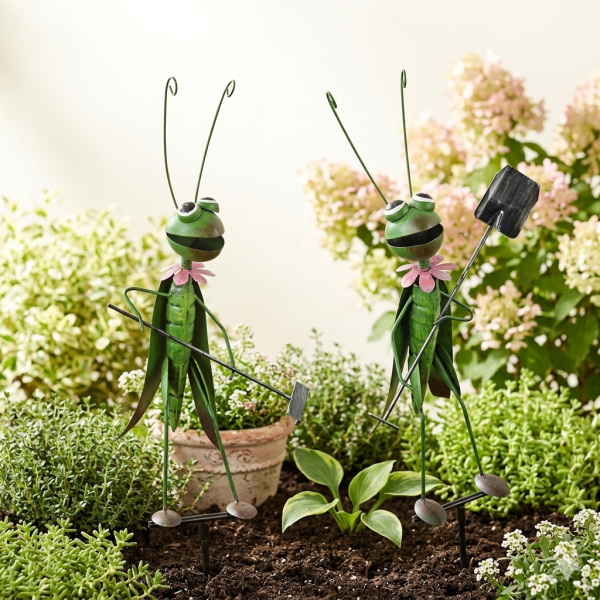 2 er Set Toller Gartenstecker Grashüpfer Flippi ca. 112 cm - Gartendekoration