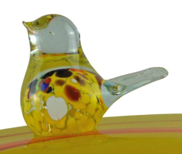 Zauberhafte handgefertigte Vogeltränke aus Glas gelb ca. 130 cm - Gartendekoration