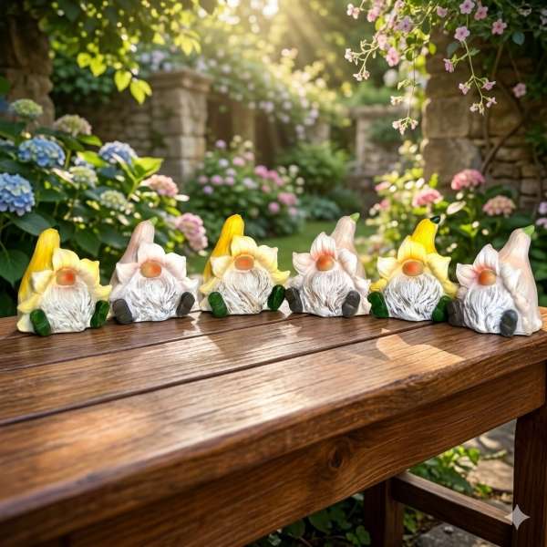 6er Set Goldiger Gnom Glocky klein ca. 6 cm - Dekofigur