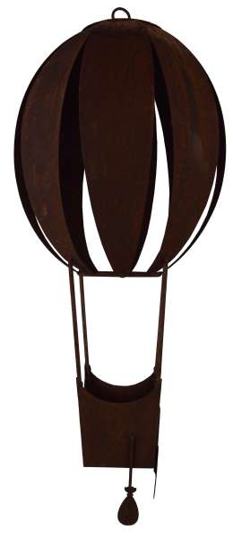 Dekorativer Heißluftballon in Rostoptik mit Pflanzkorb