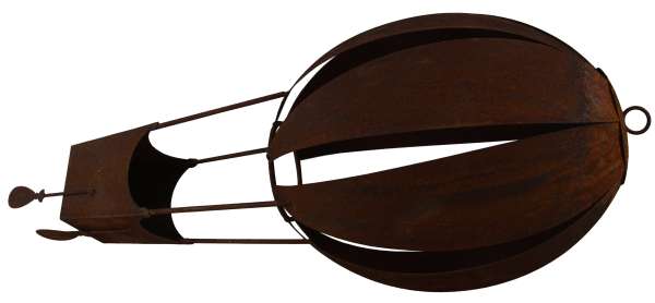 Dekorativer Heißluftballon in Rostoptik mit Pflanzkorb