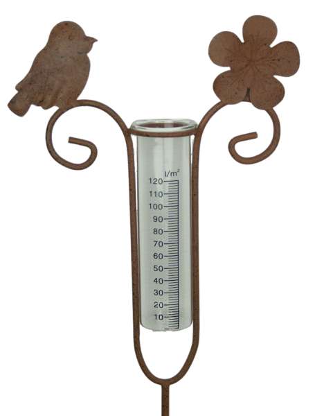 Schöner Regenmesser Blume und Vogel ca. 120 cm - Gartendekoration