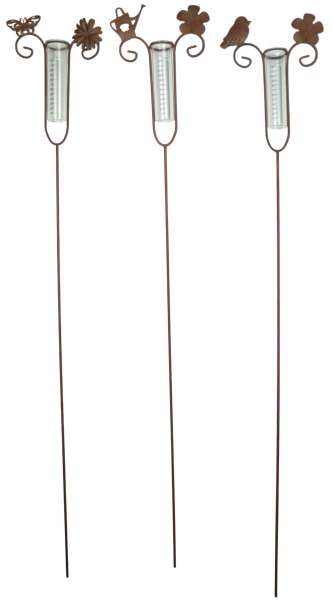 Schöner Regenmesser Blume und Vogel ca. 120 cm - Gartendekoration